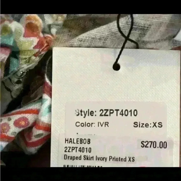 NWT $270 HALE BOB Los Angeles White Ivory Linen Solid Draped Skirt Venus Boho Xs - Picture 2 of 6